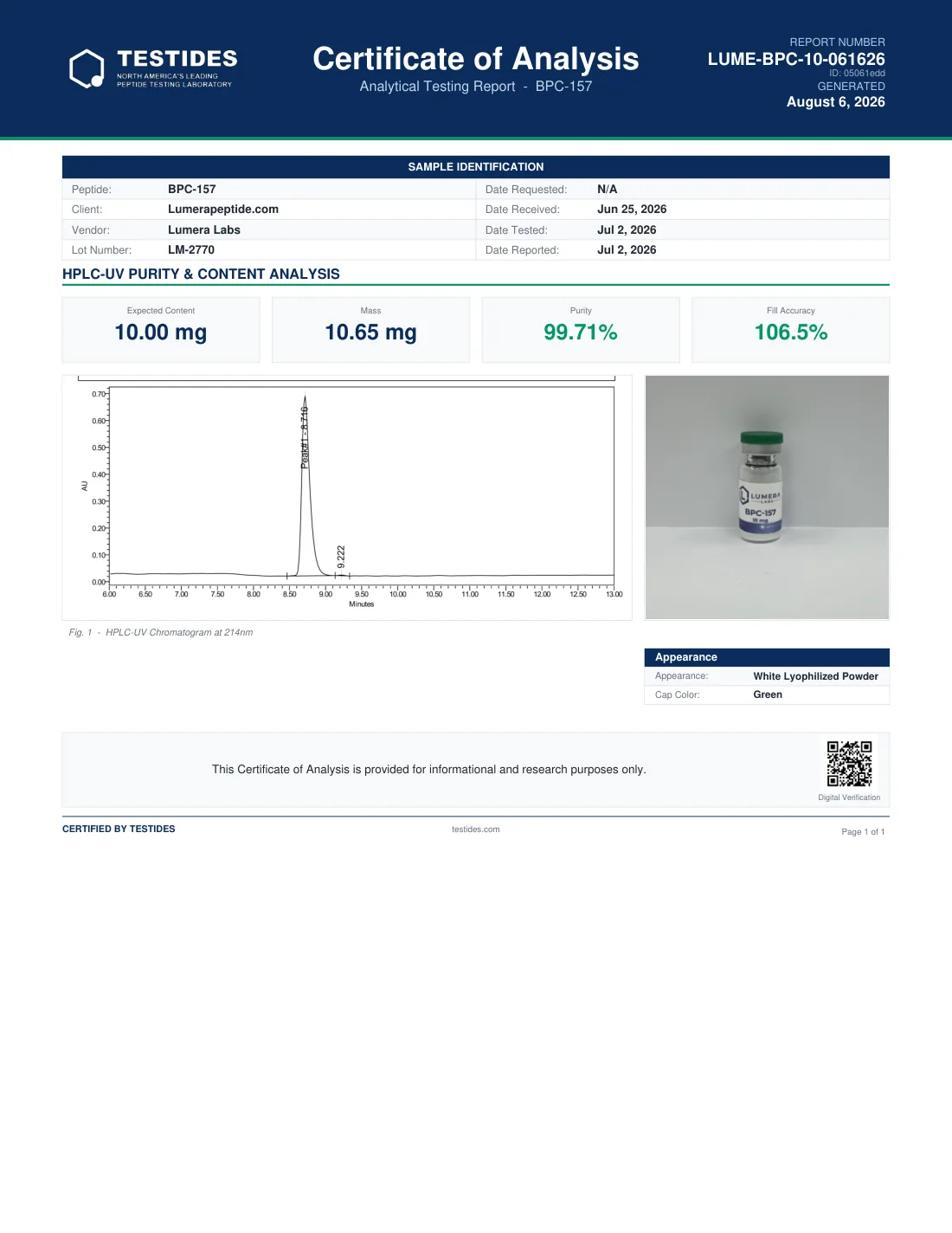 BPC-157 5 mg · Lumera Labs