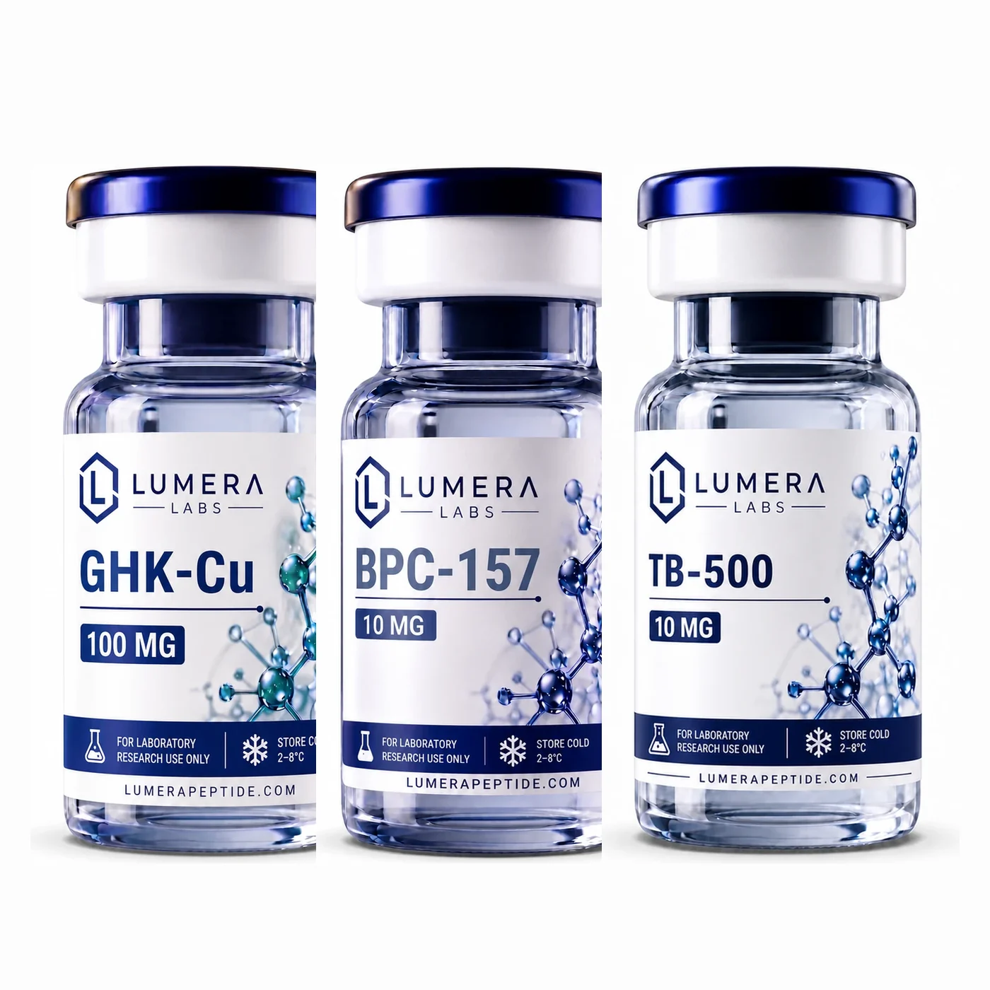 Hair Growth & Follicle Stack: GHK-Cu 100 mg, BPC-157 10 mg, TB-500 10 mg vials