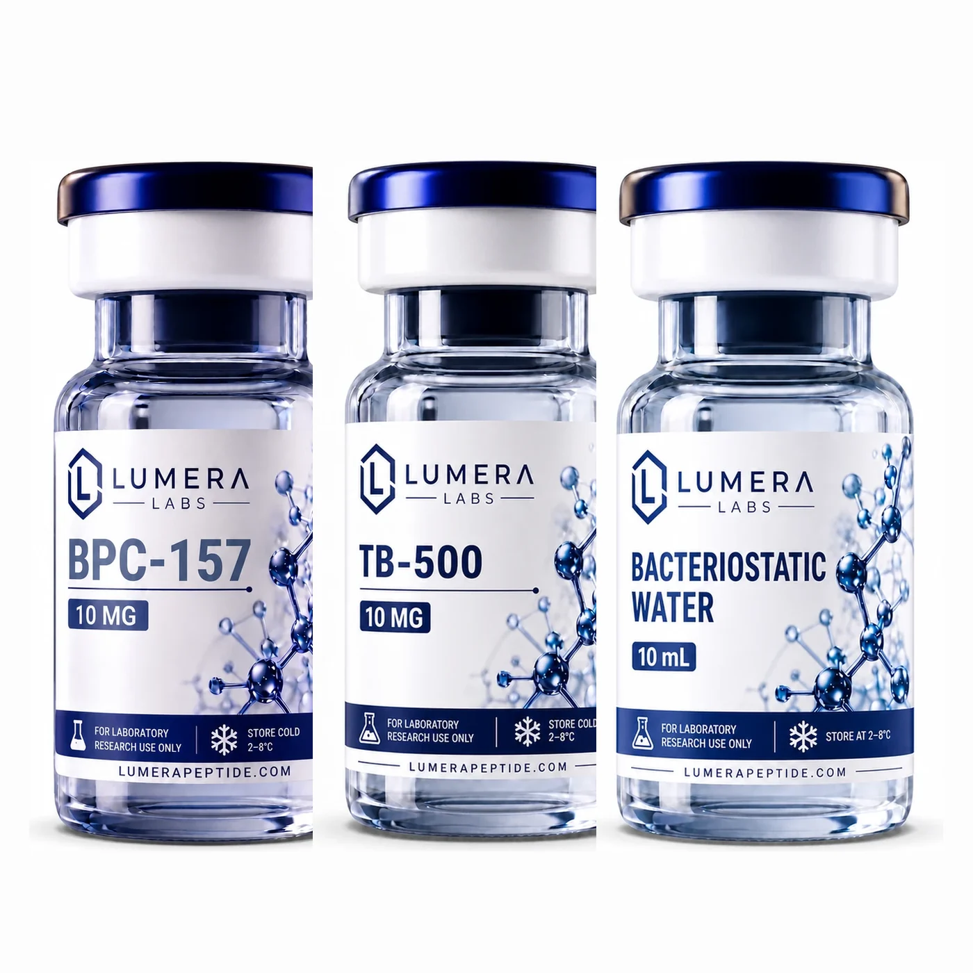 Recovery Kit: BPC-157 10 mg, TB-500 10 mg, Bacteriostatic Water 10 ml vials